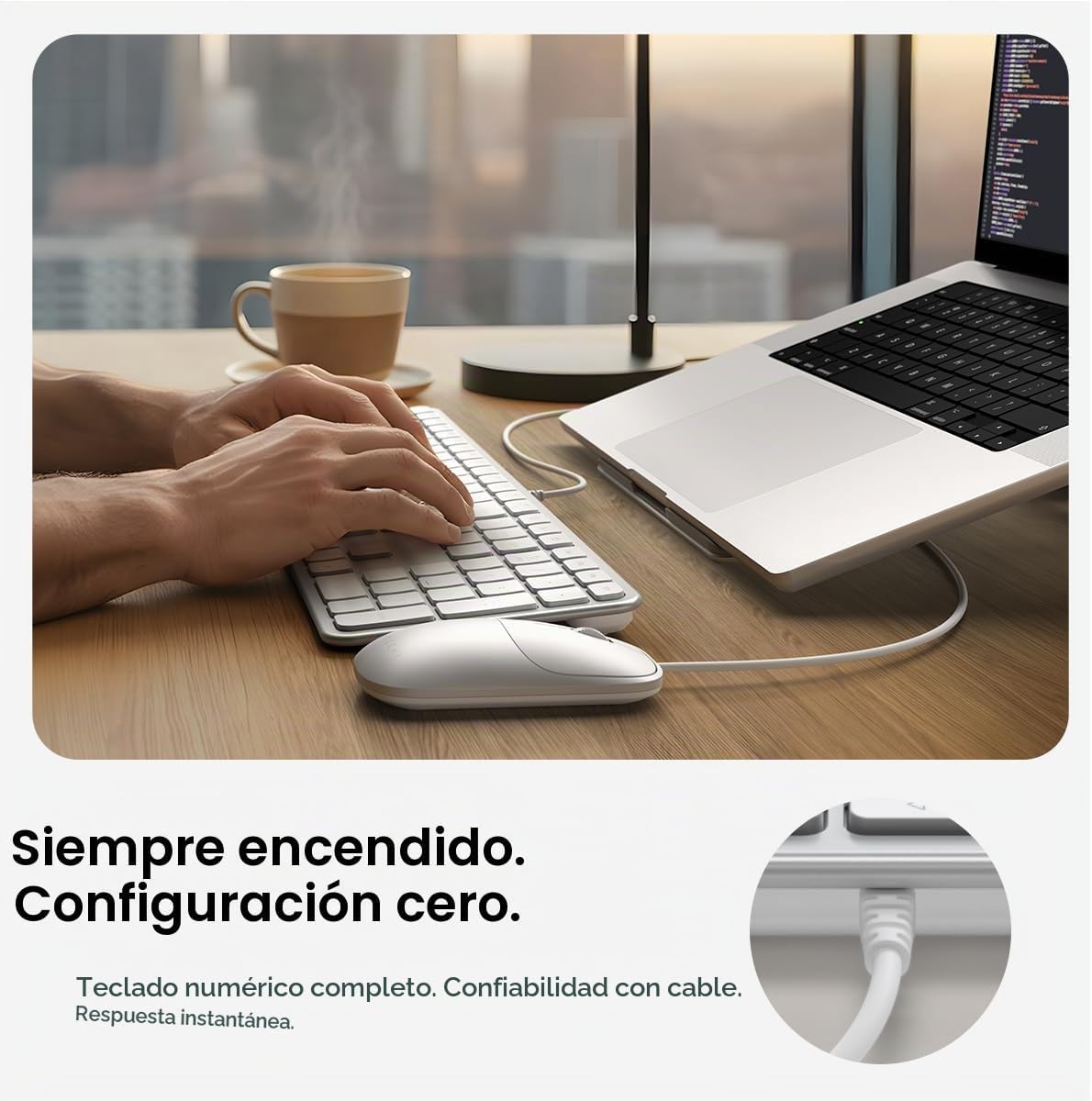 Satechi Slim CLX3 - Combo de teclado y mouse con cable, USB-C, colo...
