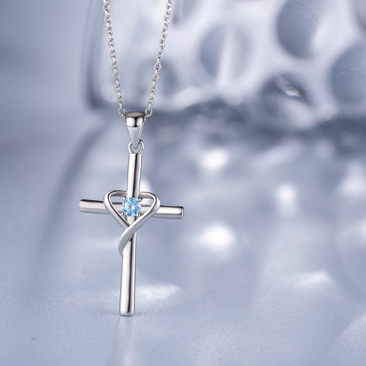 AmorAime Collar con cruz de plata de ley 925 para mujeres y hombres...