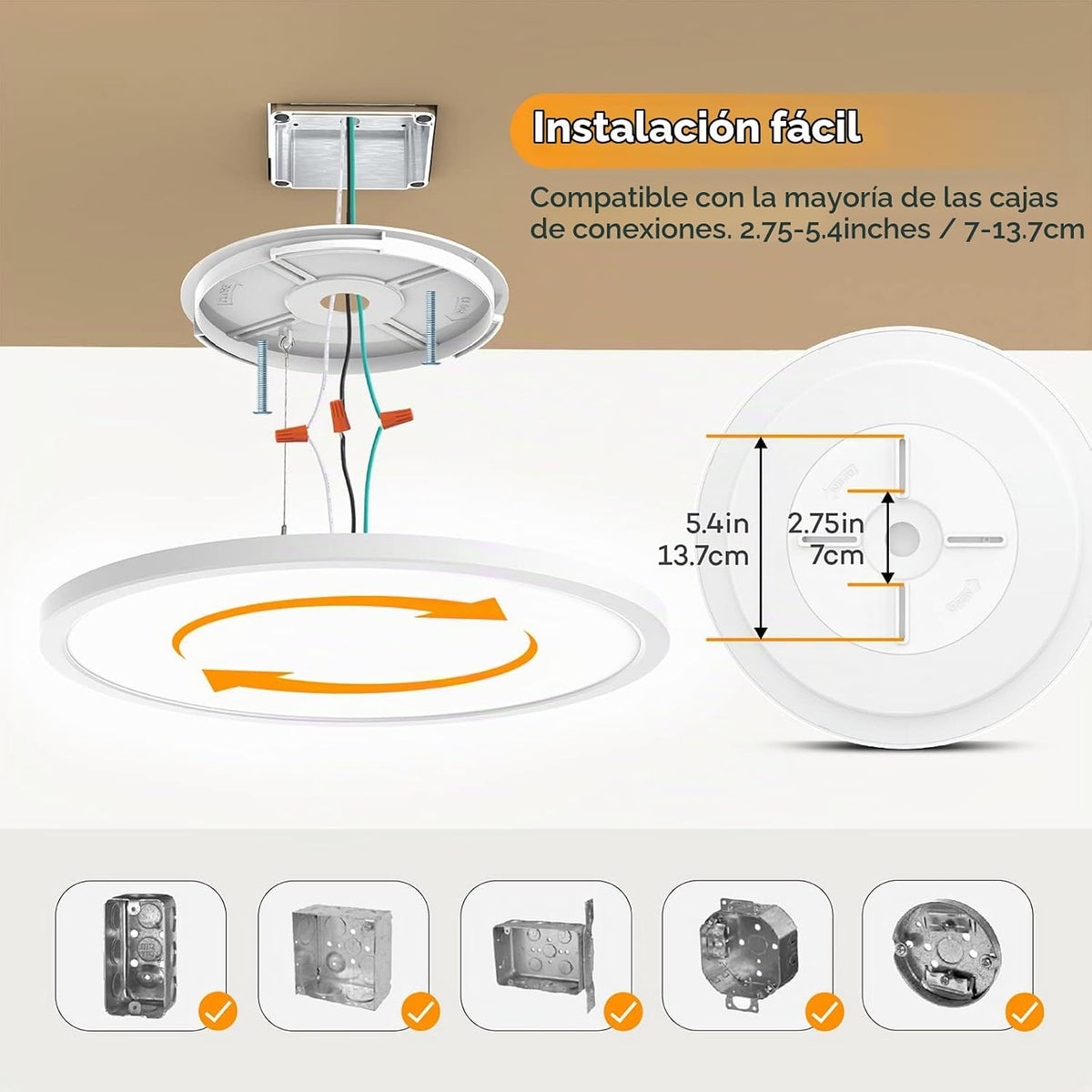 BLNAN Lámpara LED de techo empotrada con control remoto, 15.4 pulga...