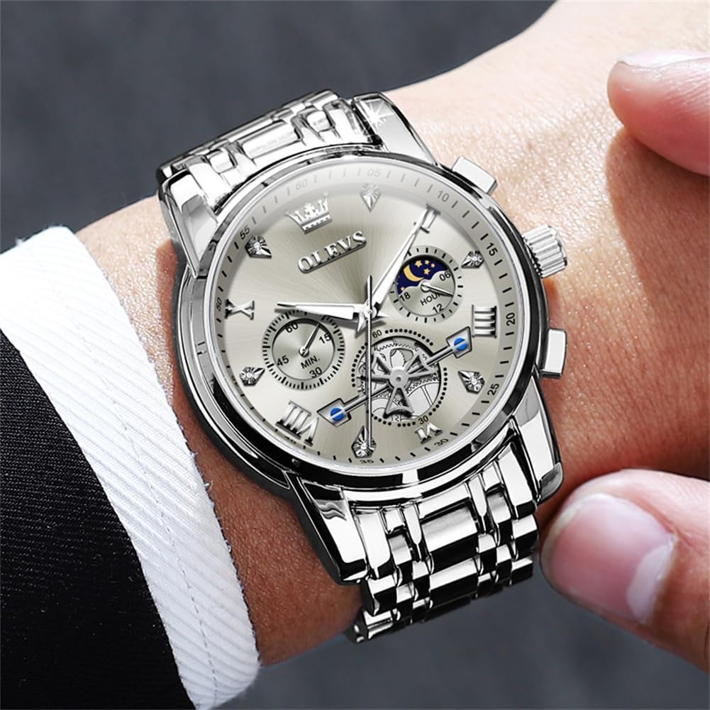 OLEVS Relojes para hombre, resistente al agua, de lujo, gran cara,...