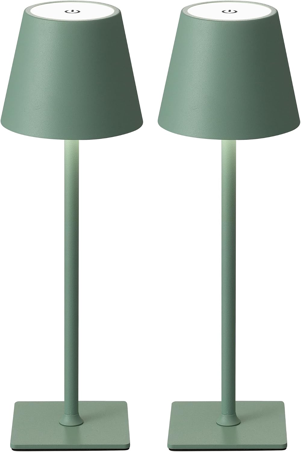 KDG Paquete de 2 lámparas de mesa verdes inalámbricas, lámparas de...