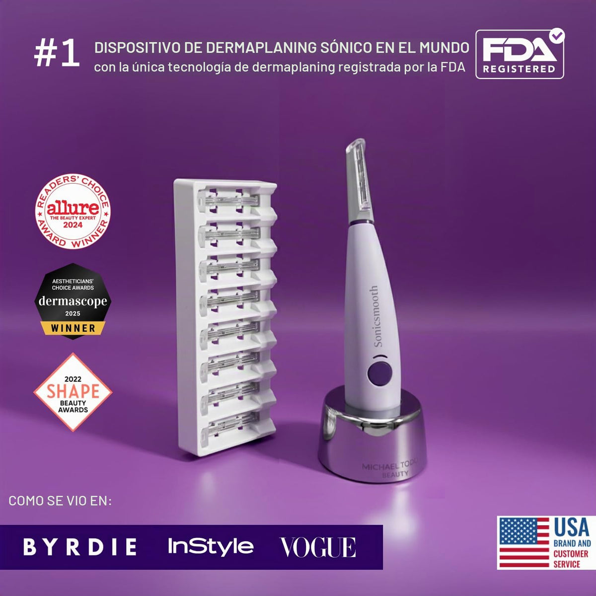 Michael Todd Beauty Sonicsmooth Dermaplane Razor para la cara de la...