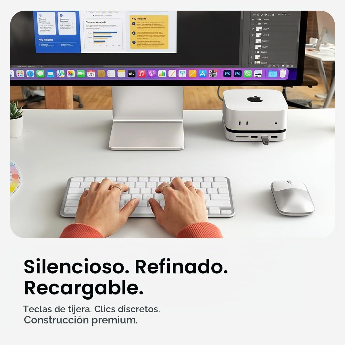 Satechi Slim CEX1 - Combo de teclado y mouse inalámbricos, Bluetoot...