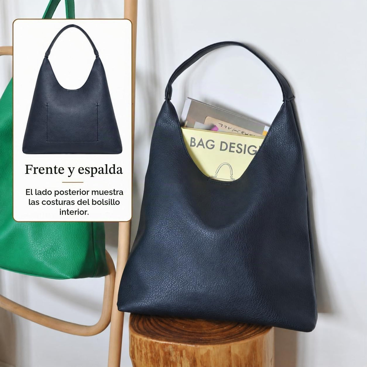Bolsos Hobo para mujeres, bolso de hombro de cuero vegano suave, bo...