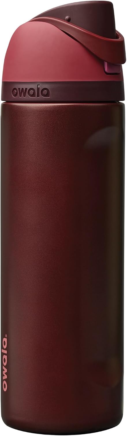 Owala FreeSip Botella de agua de acero inoxidable 24 oz Cereza negra