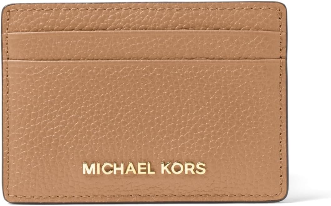 Michael Kors Tarjetero Jet Set, herrajes dorados, piel de guijarro,...