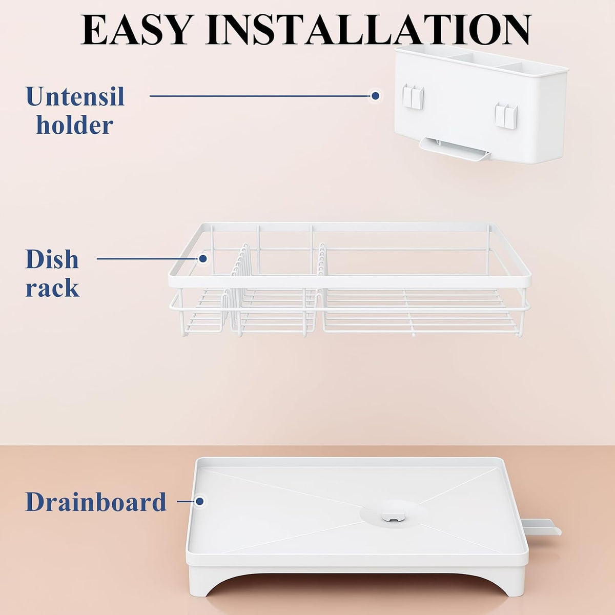 SNTD Escurridor de platos para encimera de cocina, 11.8 pulgadas de...
