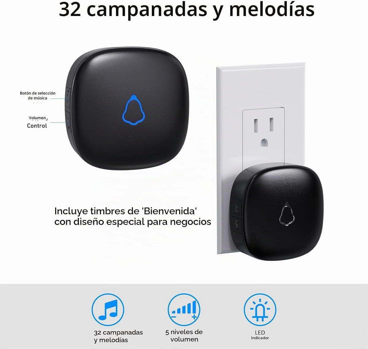 Alarma inalámbrica con sensor de movimiento para interiores, 1 dete...