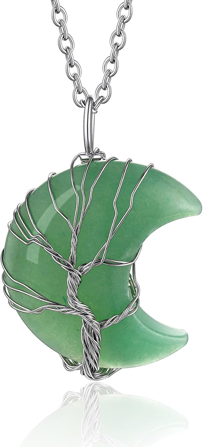 Bestyle Collar de cristal curativo envuelto en árbol de la vida, co...