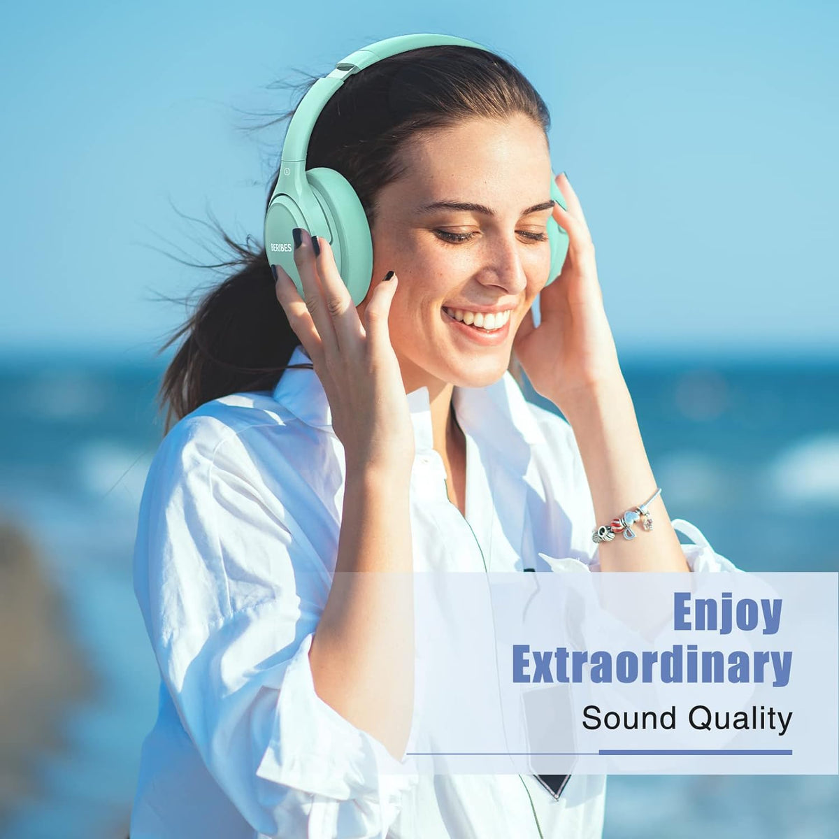 BERIBES Auriculares Bluetooth sobre la oreja Auriculares estéreo in...