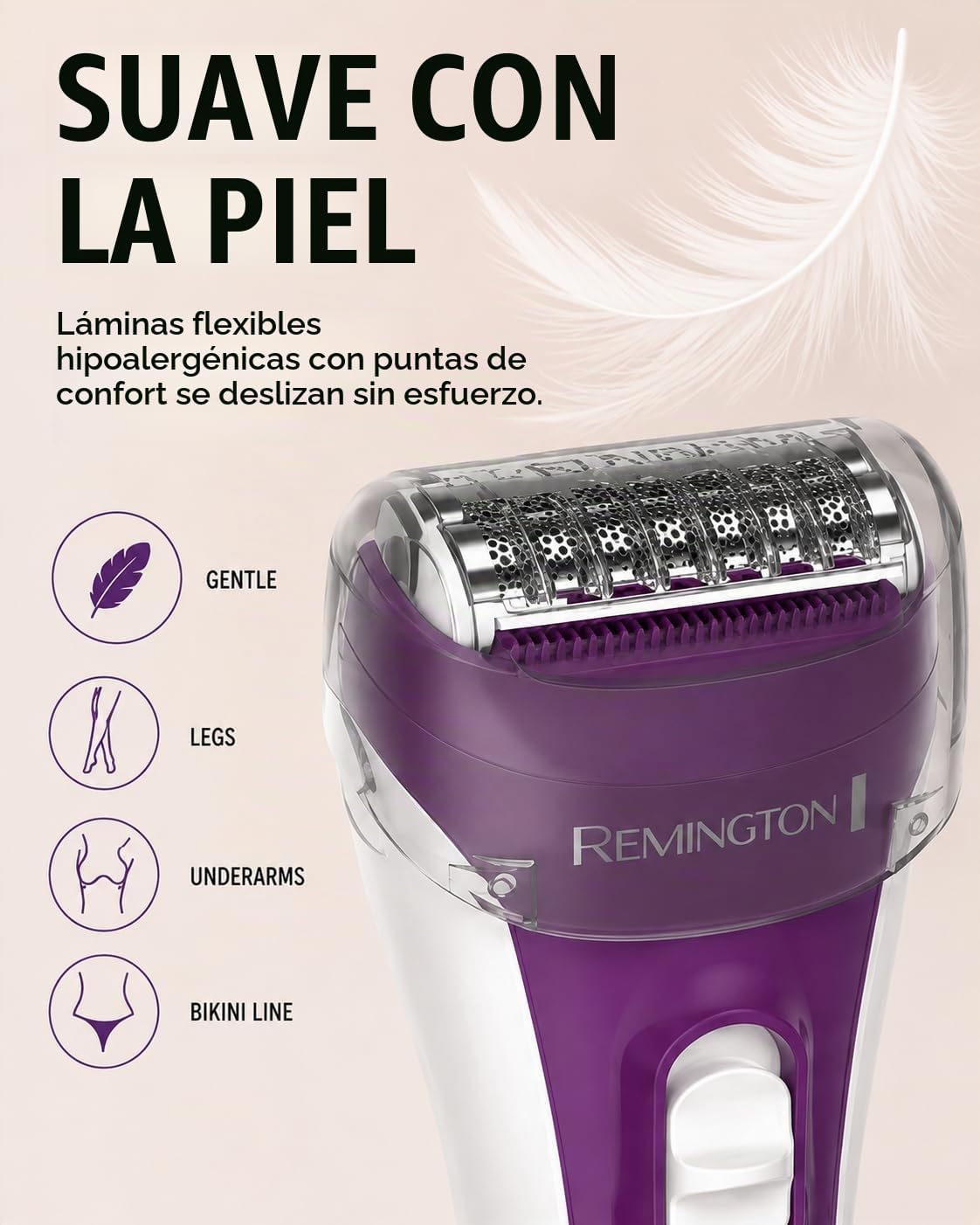 Remington Afeitadora eléctrica suave y sedosa para mujer, maquinill...