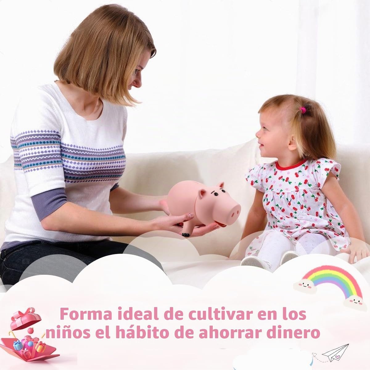 Hamm - Alcancía irrompible con diseño de cerdo rosa, de plástico, a...