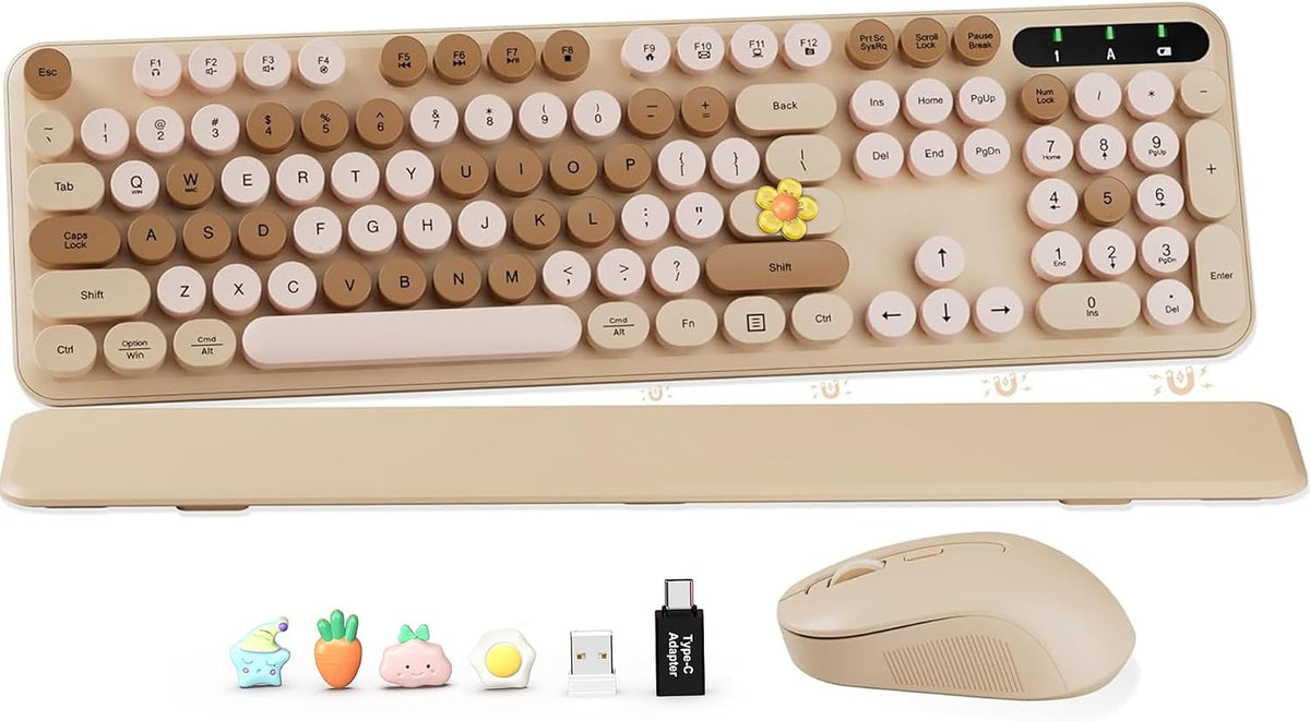 Teclado y mouse inalámbricos, tecla redonda, reposamuñecas magnétic...