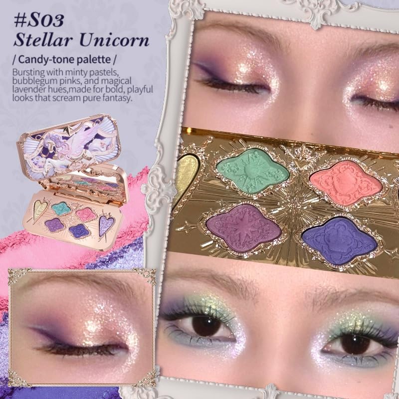Flower Knows Knight Unicorn - Paleta de maquillaje satinado de 6 co...