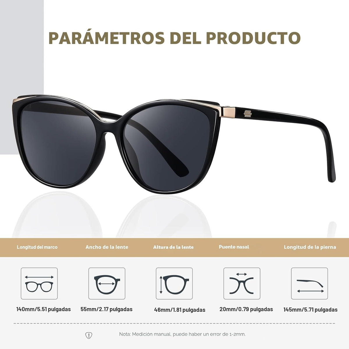Colrea Gafas de Sol Modernas con Forma de Ojo de Gato para Mujer, E...