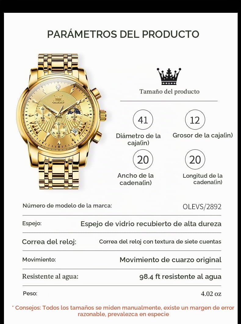 OLEVS Relojes para hombre Relojes de cronógrafo de fácil lectura lu...