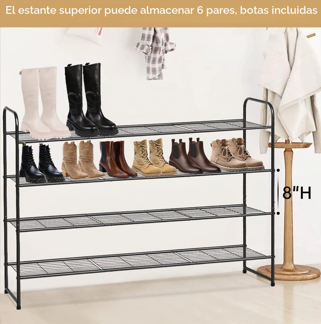 KEETDY Zapatero largo de 4 niveles para armario, organizador de zap...