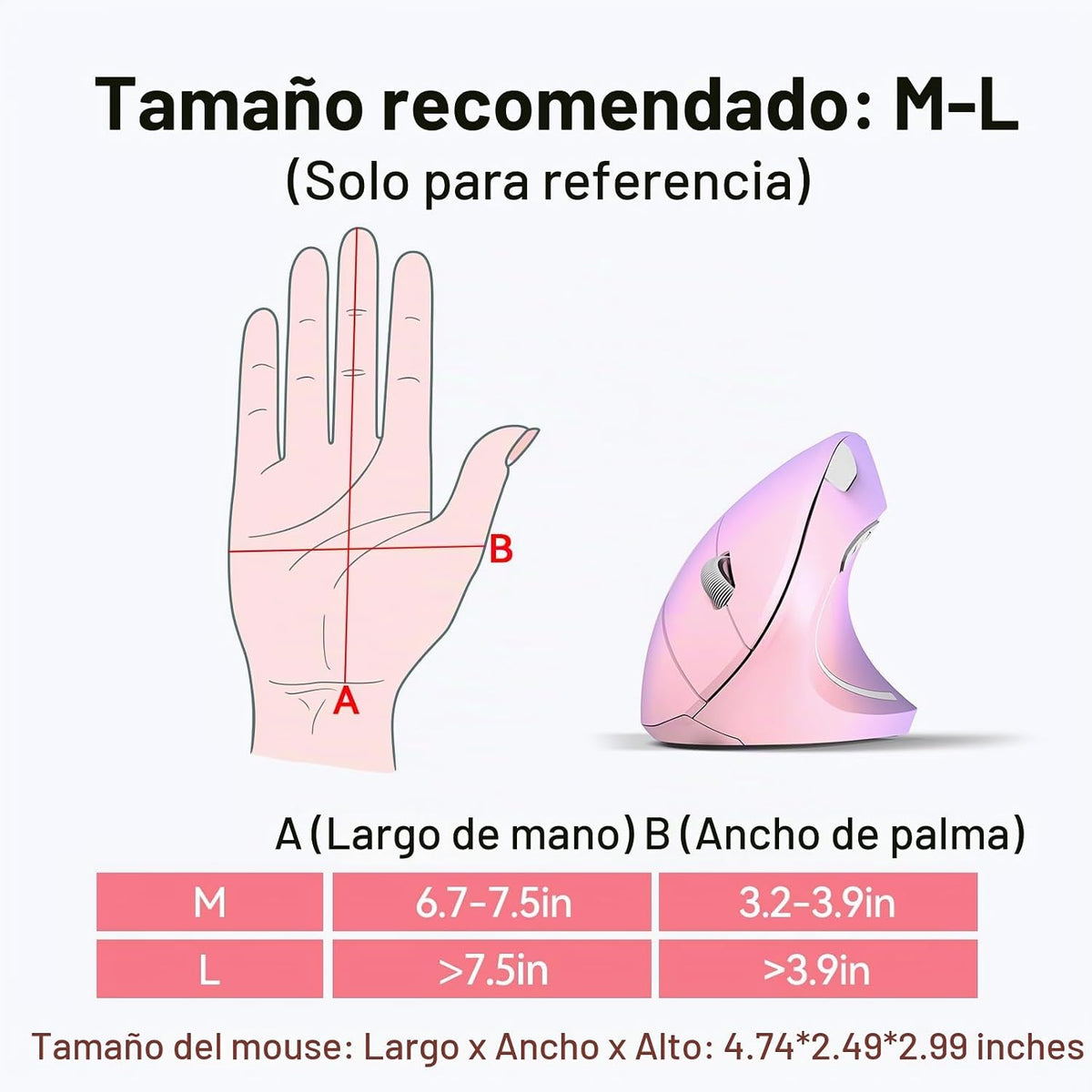 TECKNET Ratón ergonómico, 4800 DPI inalámbrico Bluetooth vertical,...