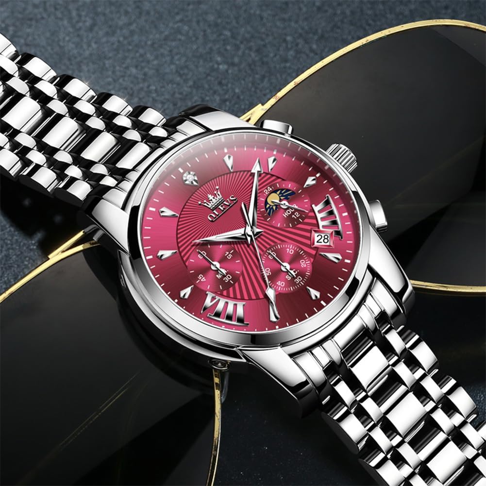 OLEVS Relojes para hombre Relojes de cronógrafo de fácil lectura lu...
