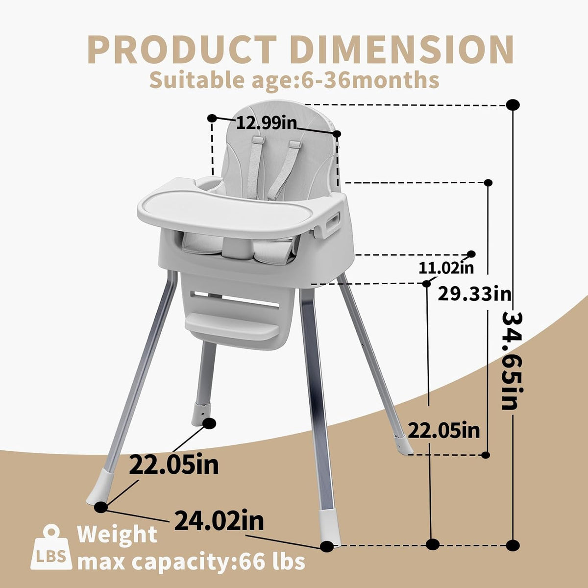 CheerKid - Silla alta 3 en 1 para bebés para meses y niños pequeños...