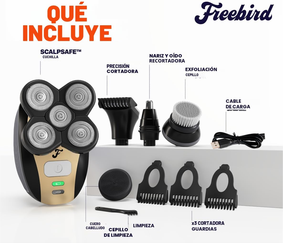 Freebird FlexSeries - Afeitadora eléctrica de cabeza y cuerpo para...