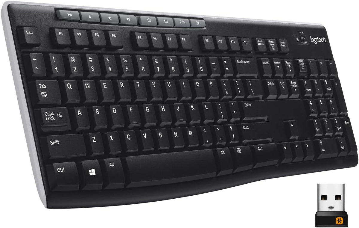 Teclado inalámbrico K270, receptor unificador USB, color negro, Neg...