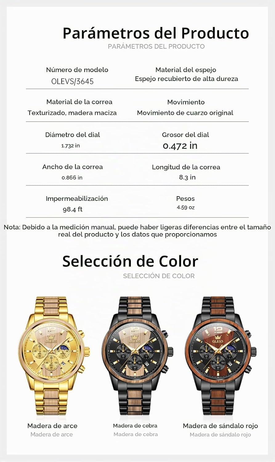 OLEVS Relojes de pulsera analógicos de cuarzo para hombre, cronógra...
