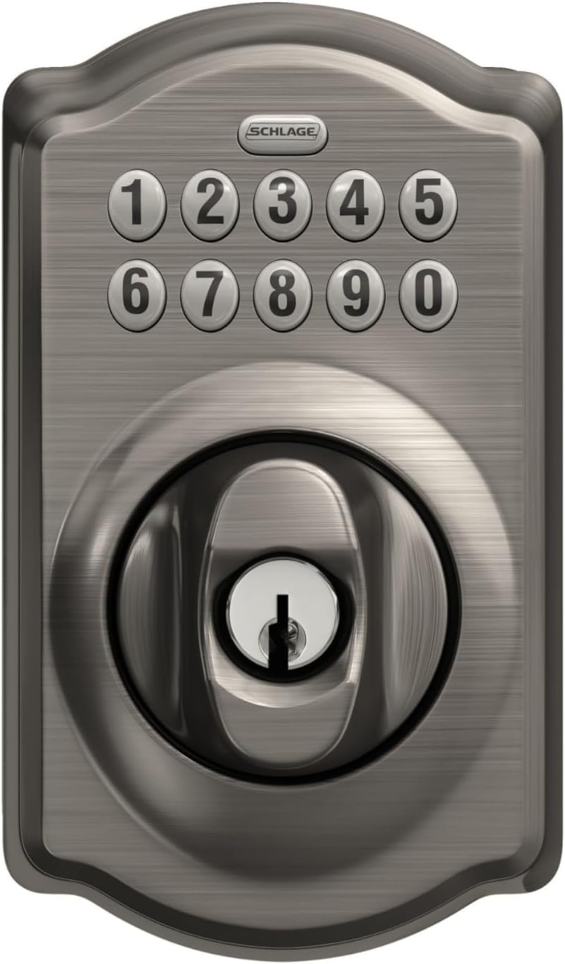 Schlage - Cerradura electrónica para teclado, borde Camelot, peltre...