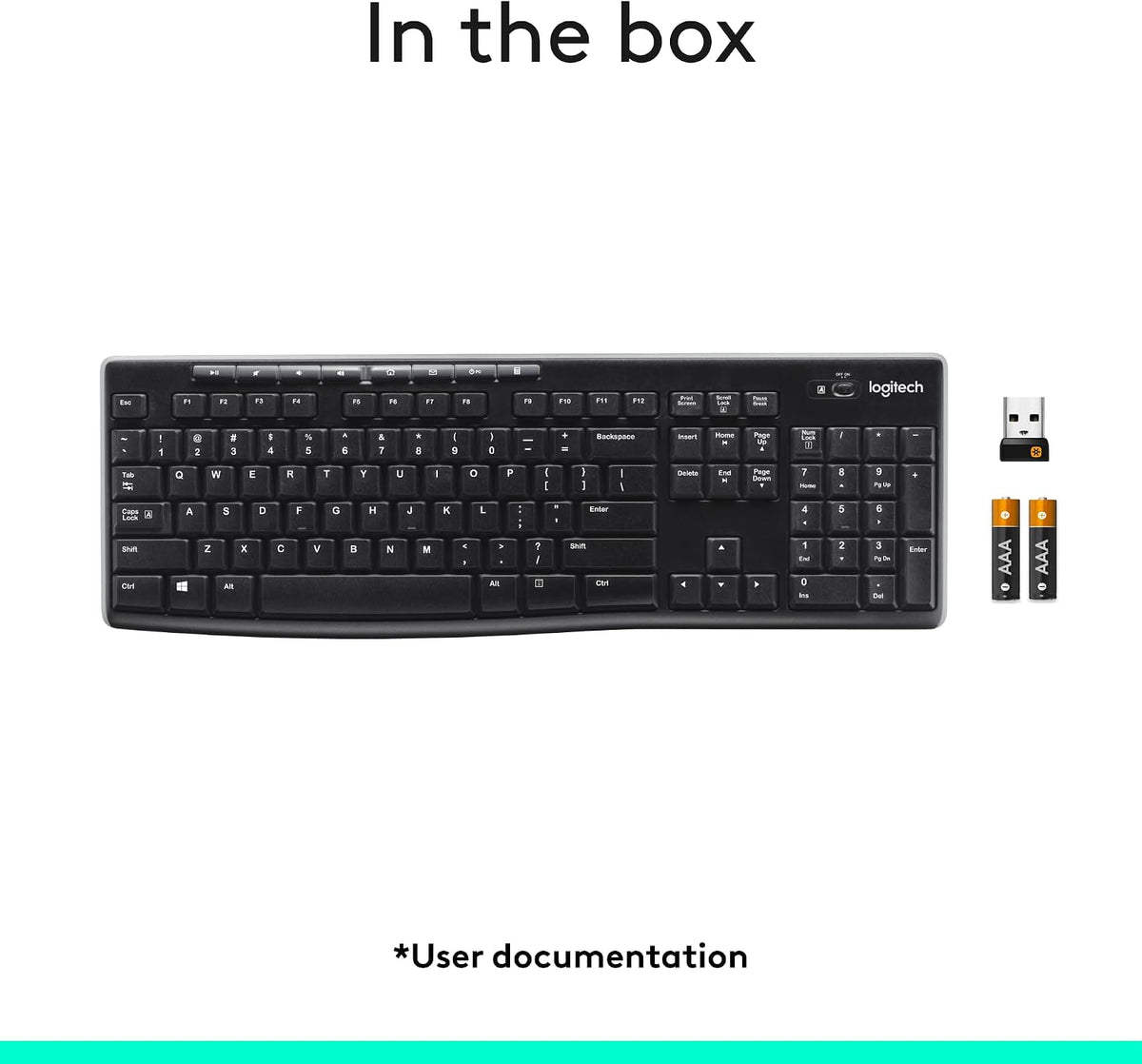 Teclado inalámbrico K270, receptor unificador USB, color negro, Neg...