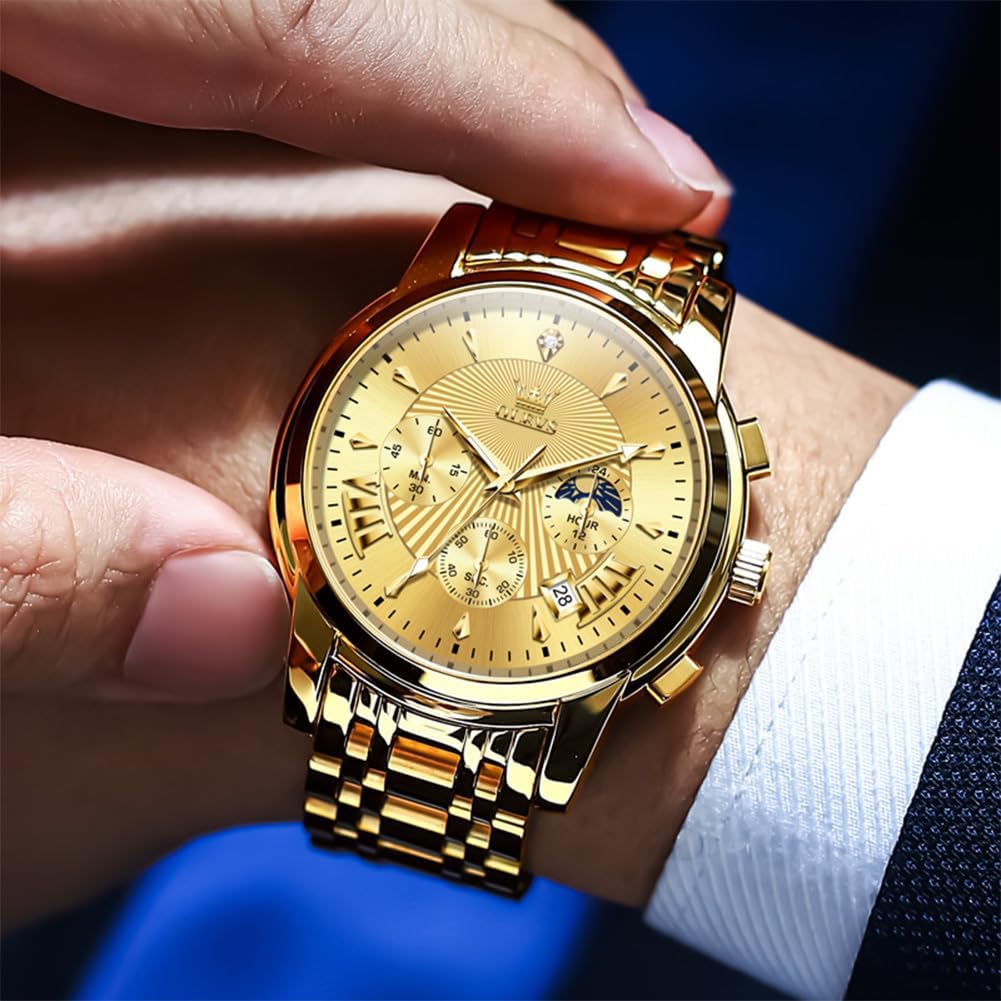 OLEVS Relojes para hombre Relojes de cronógrafo de fácil lectura lu...