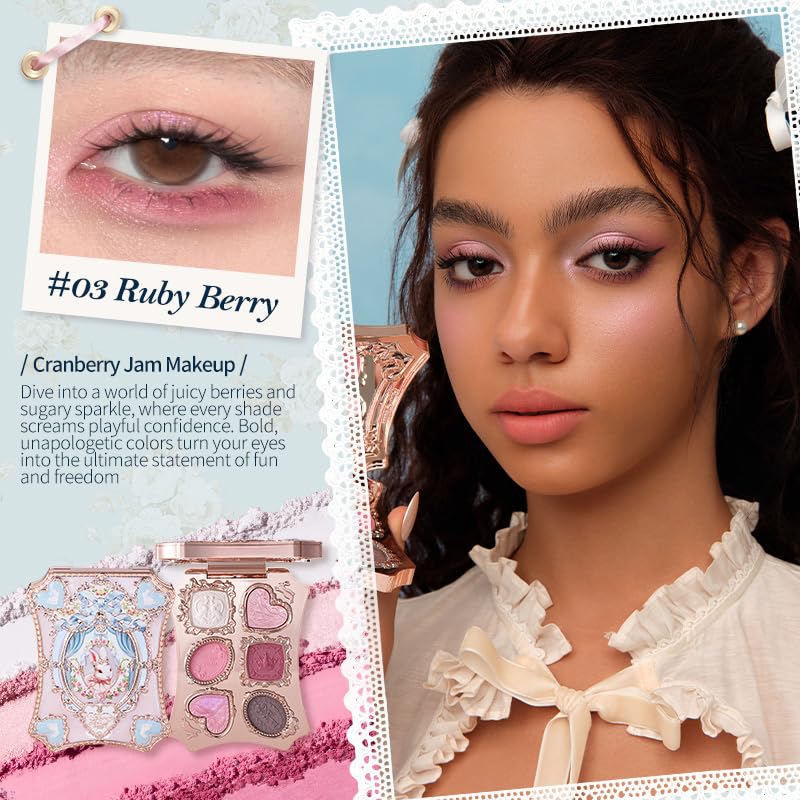 Flower Knows Bunny Garden - Paleta de maquillaje de 6 colores, rosa...