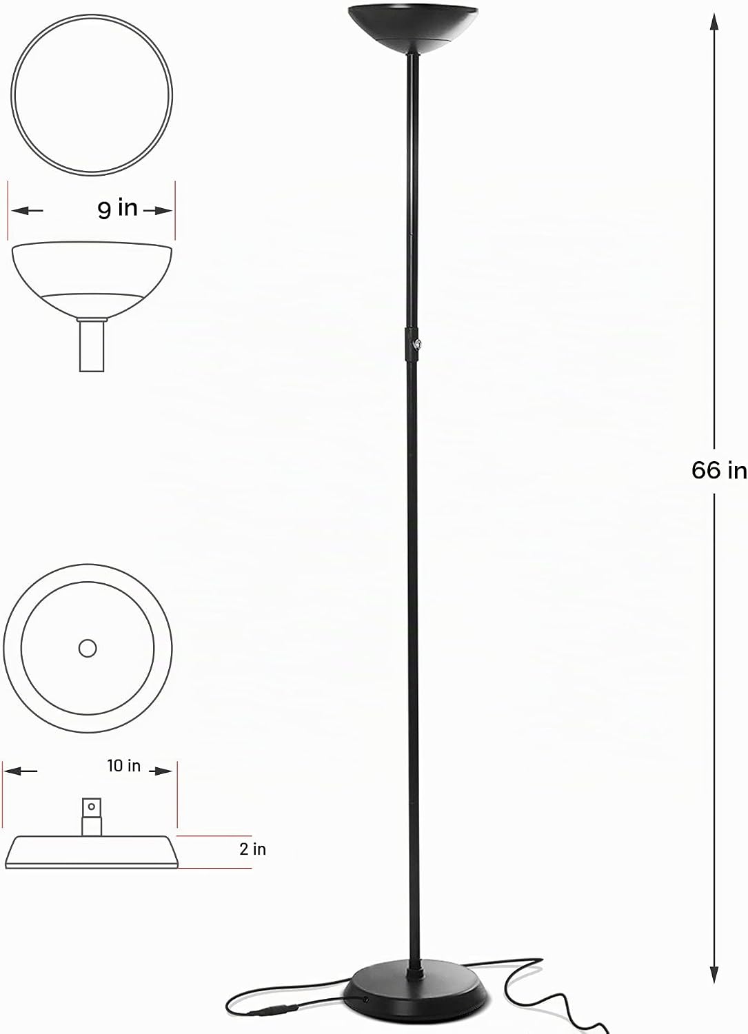 Brightech SkyLite - Lámpara de pie LED, lámpara de pie súper brilla...