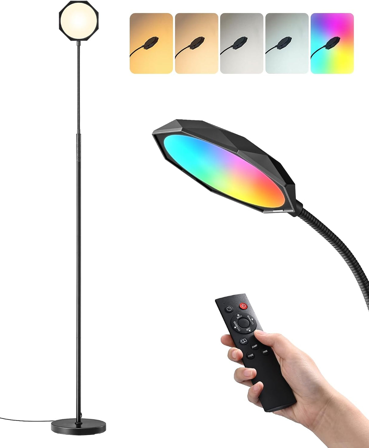 EDISHINE Lámpara de pie LED de 18W para sala de estar, superficie d...