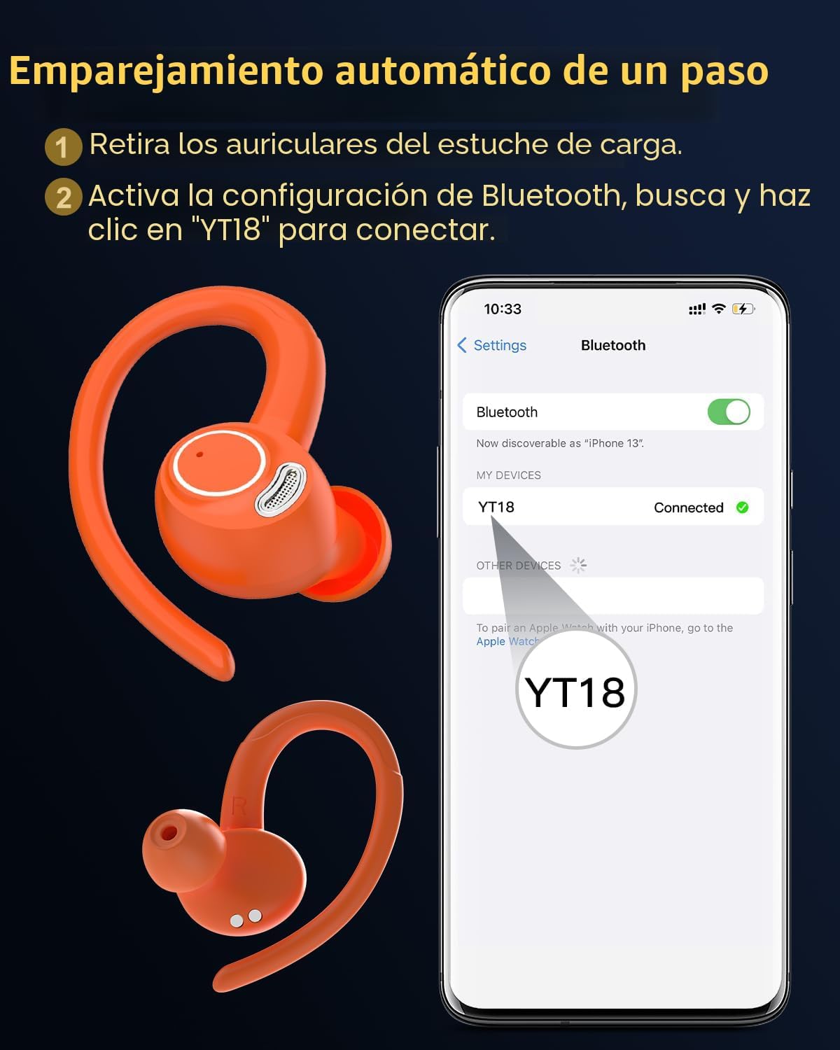 Auriculares inalámbricos, Bluetooth 5.4 Auriculares deportivos sobr...