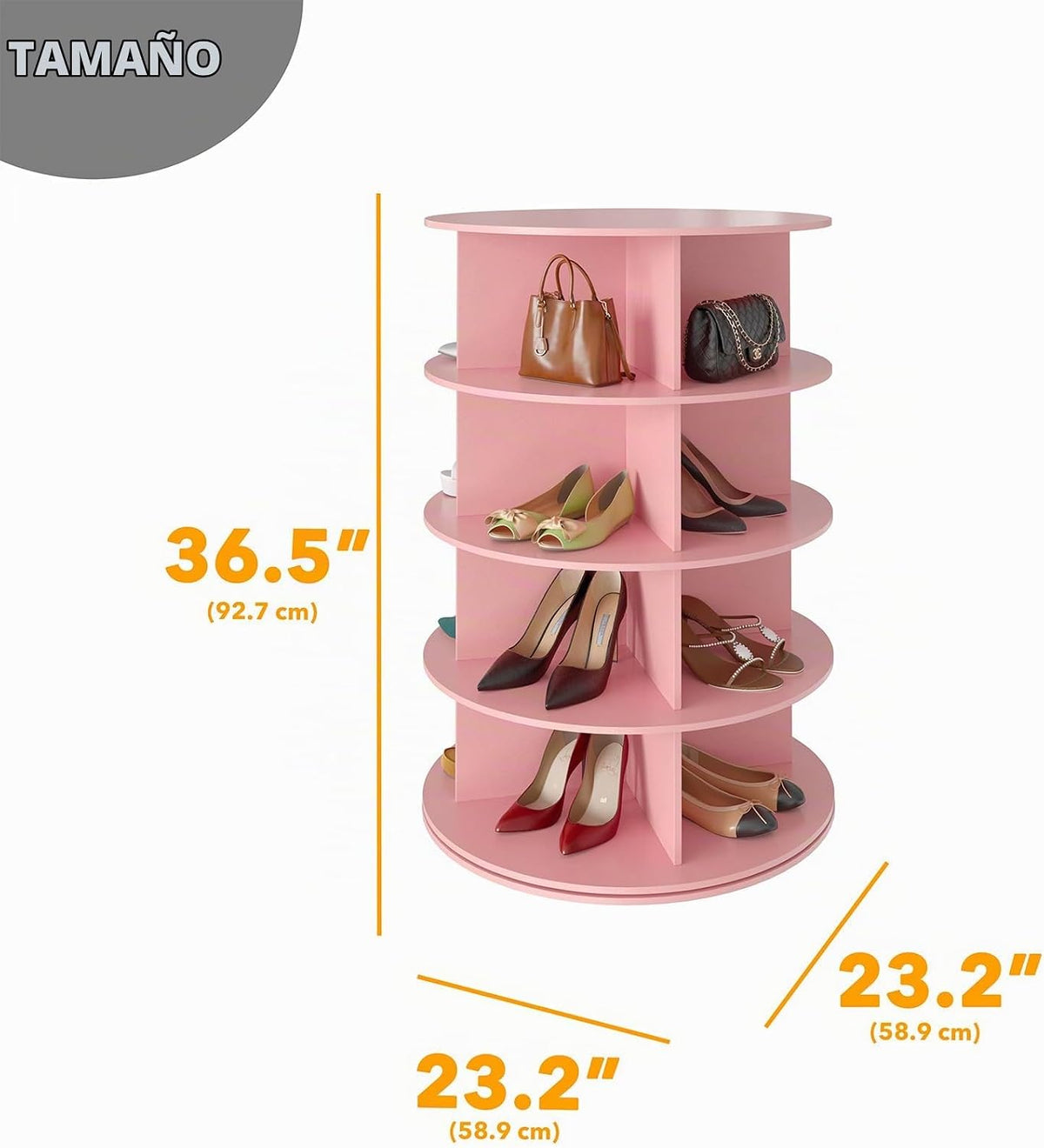 SpaceAid Torre zapatero giratorio de 4 niveles, exhibidor giratorio...