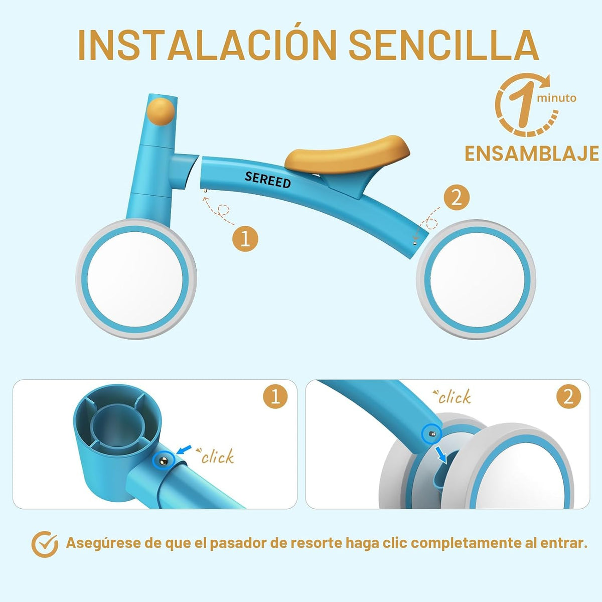 SEREED Bicicleta de equilibrio para bebés de 1 año, bicicleta de eq...
