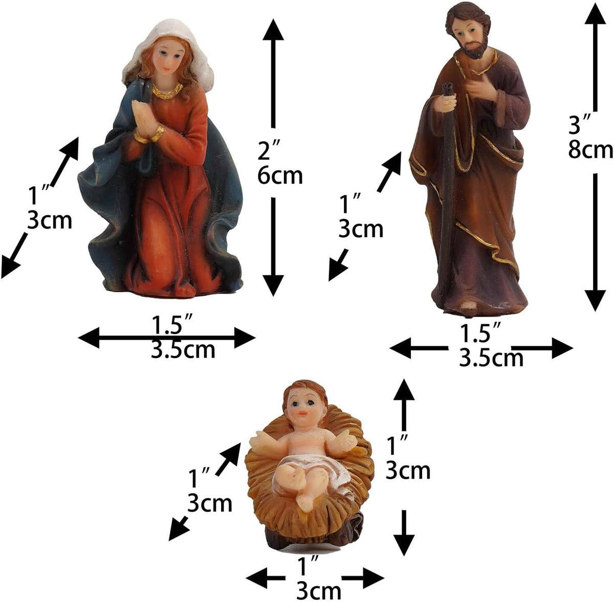 Zayton Juego de Belén de Navidad con figuras de Belén de 3.25 pulga...