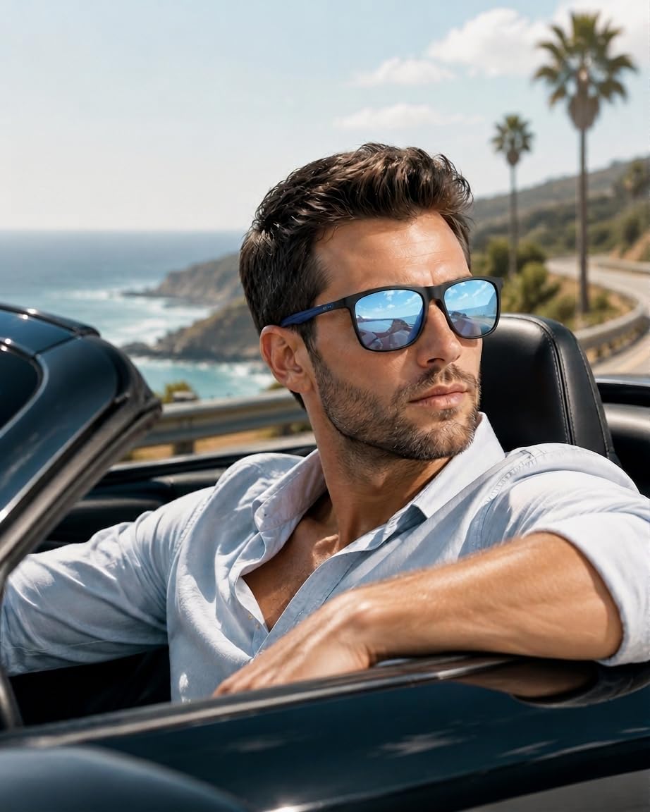 ZENOTTIC Gafas de sol polarizadas cuadradas para hombre, ultraliger...