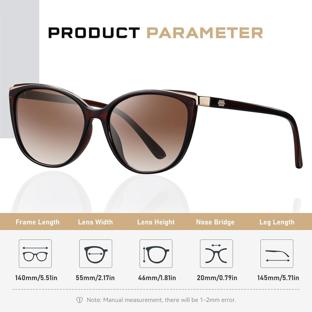 Colrea Gafas de Sol Modernas con Forma de Ojo de Gato para Mujer, E...