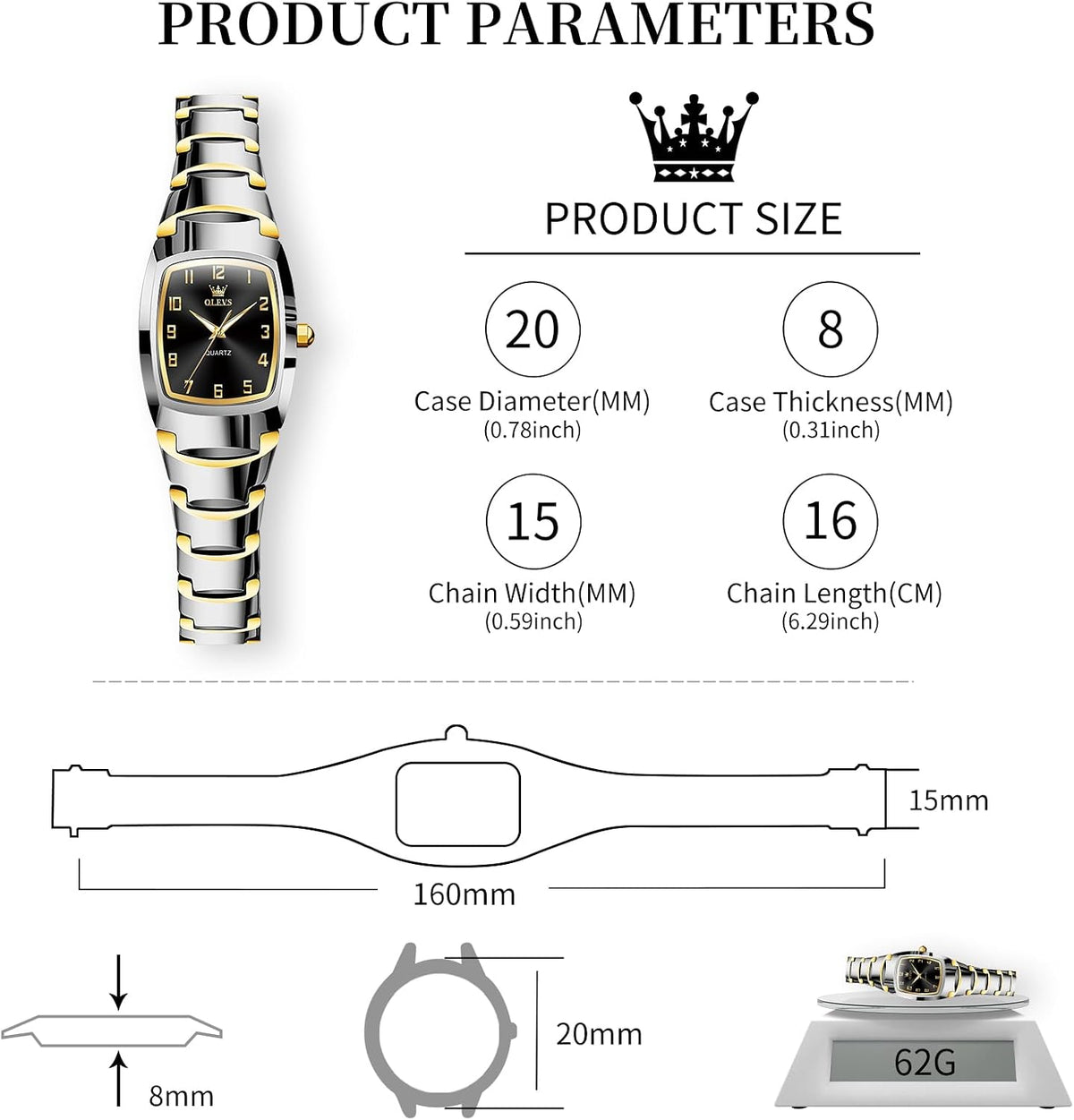 OLEVS Reloj Mujer Lujo Acero Inoxidable Pequeño Vestido de Muñeca I...