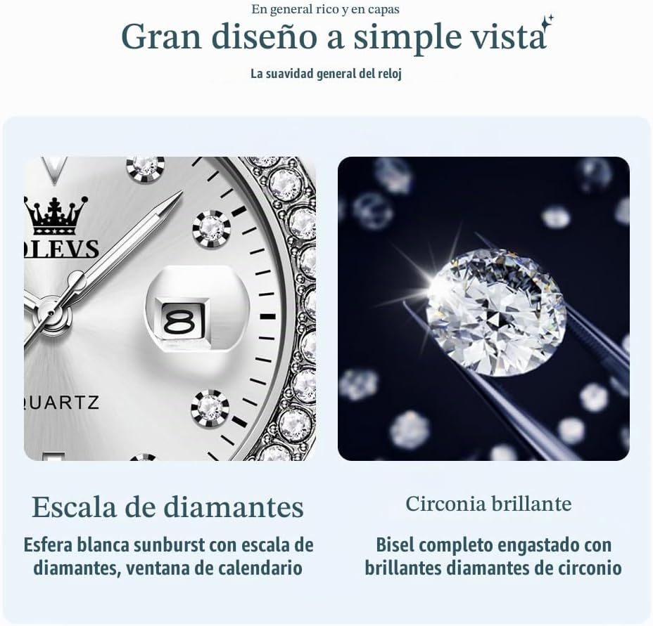 OLEVS Reloj Mujer Reloj Analógico Luminoso Vestido de Acero Inoxida...