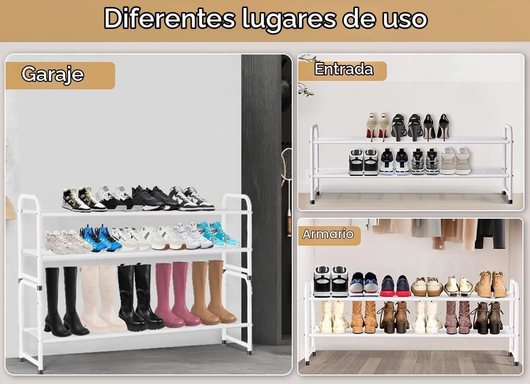 KEETDY Zapatero largo de 2 niveles para armario, organizador de zap...