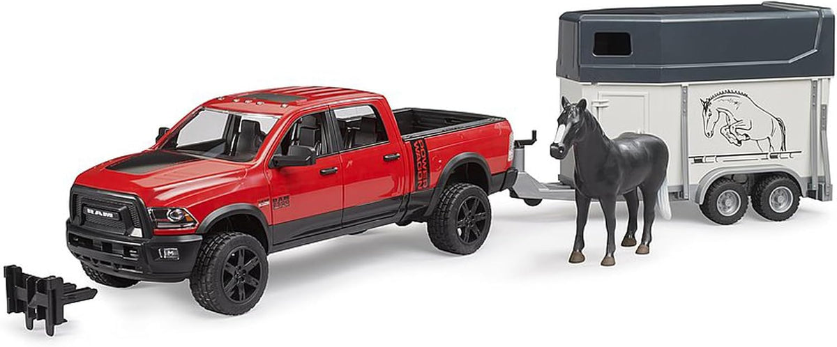 Bruder 02501 Ram 2500 Power Wagon con remolque para caballos y 1 ca...