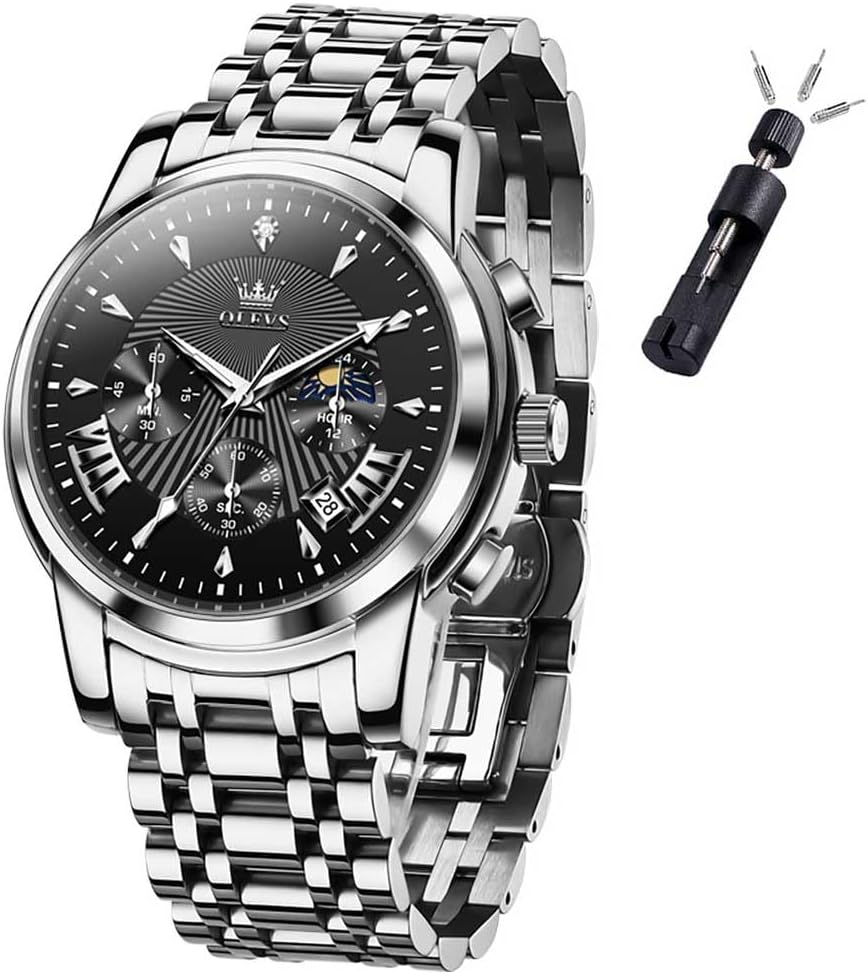 OLEVS Relojes para hombre Relojes de cronógrafo de fácil lectura lu...