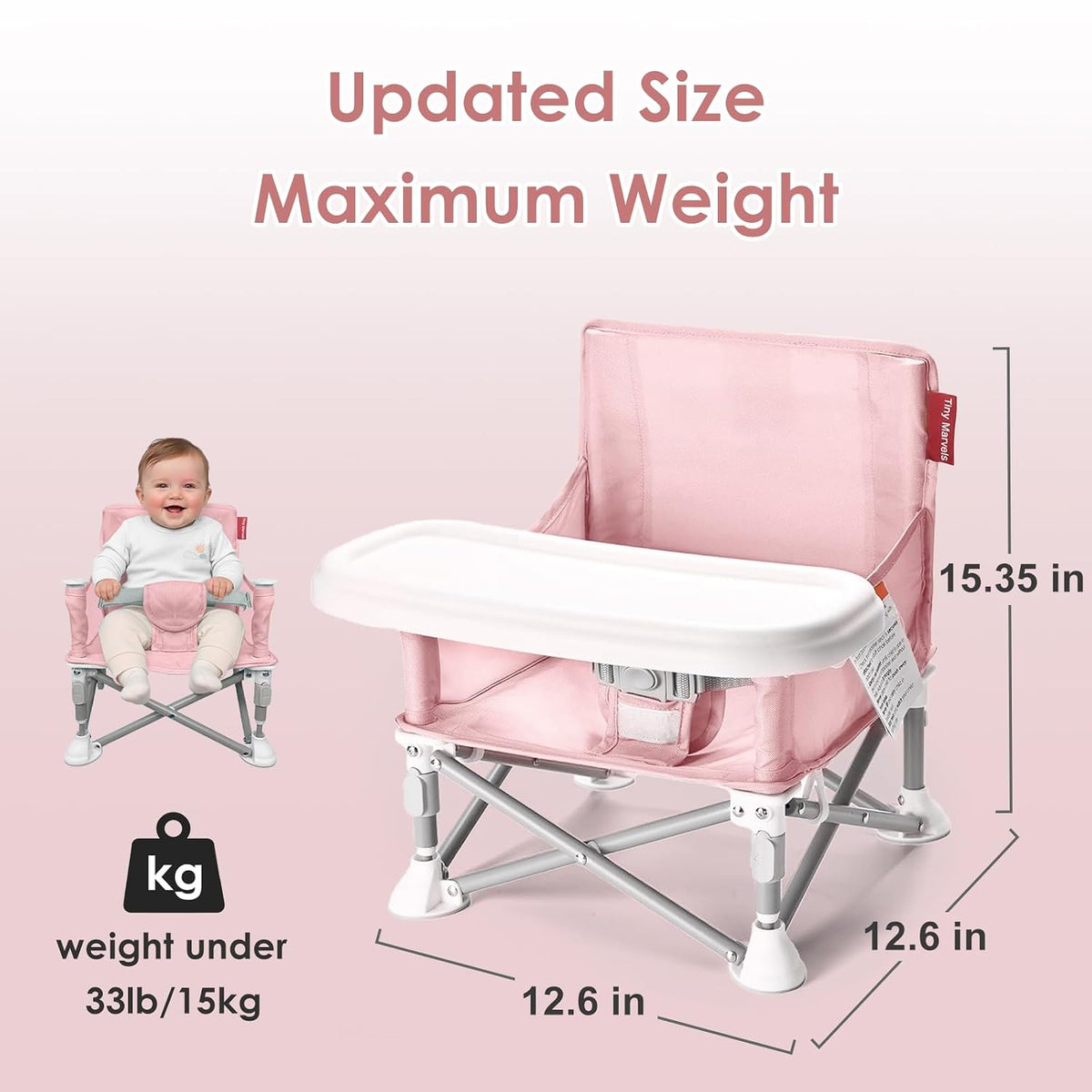 Tiny Marvels Silla de bebé, silla alta portátil para viajes y playa...