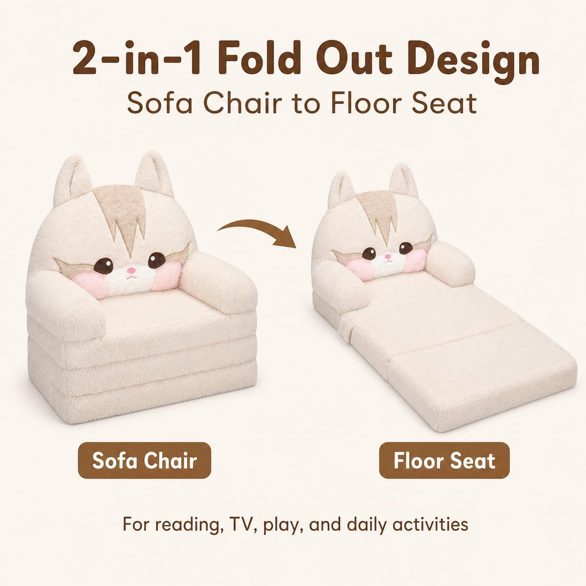 MONKISS - Sofá para niños, cómoda silla para niños, sofá plegable p...