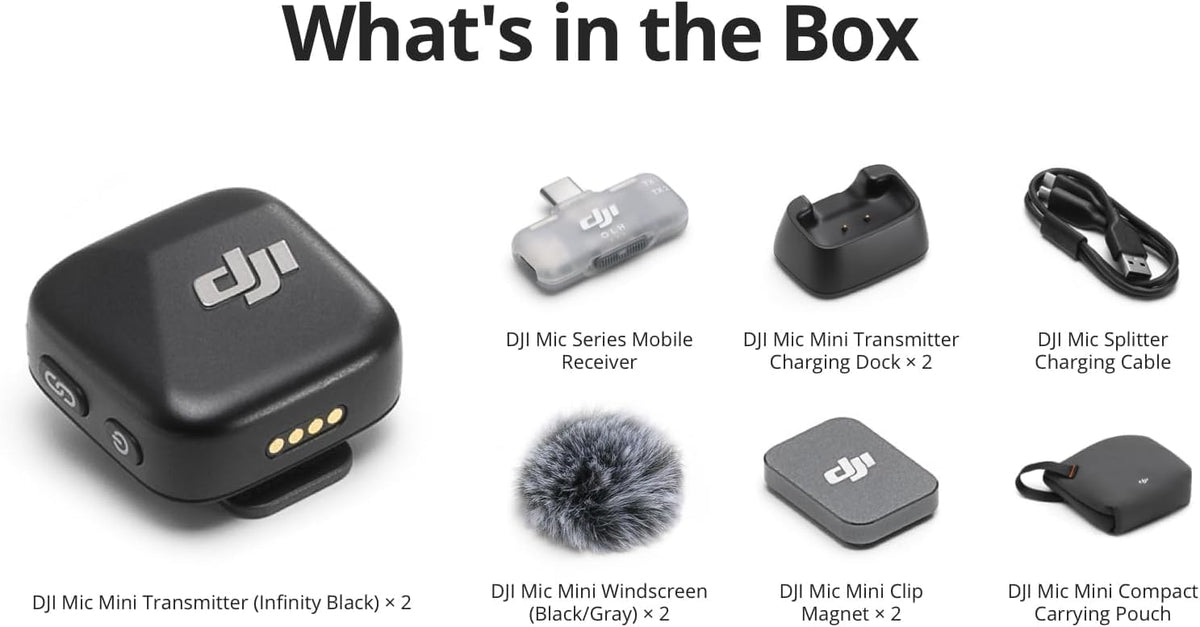 DJI Mic Mini (2 TX + 1 Mobile RX), ultraligero, cancelación activa...