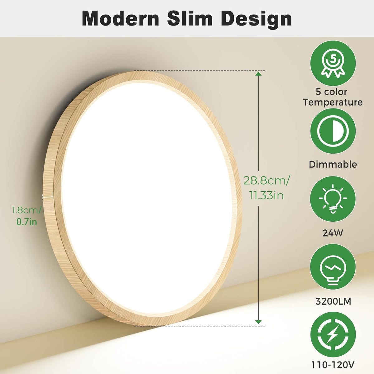 zemty Paquete de 12 luces LED de techo de madera sintética de 12 pu...