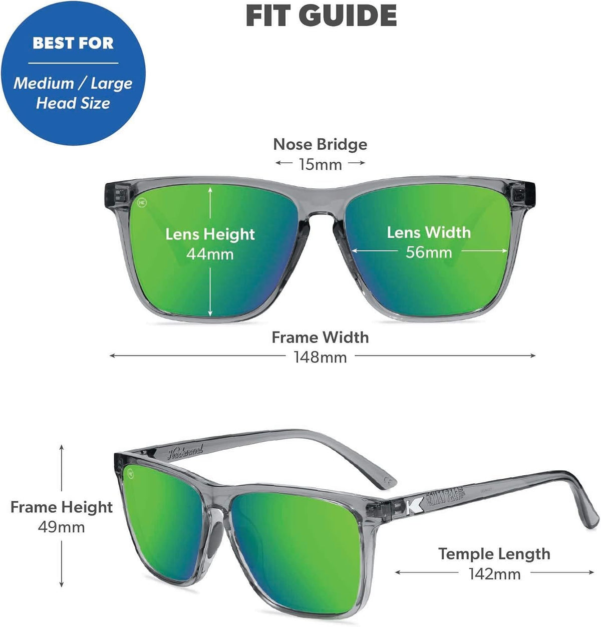 Knockaround Gafas de sol polarizadas cuadradas para hombres y mujer...