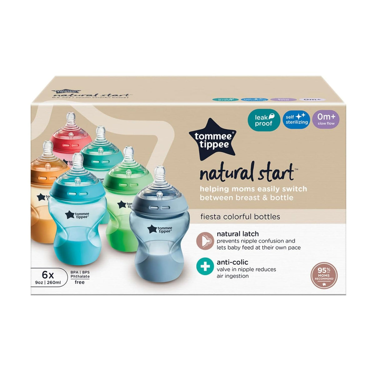 Biberón Tommee Tippee cercano a la naturaleza, 9 onzas, 6 unidades,...